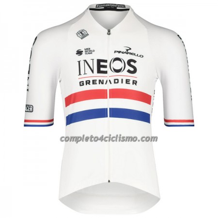 Maglia 2022 INEOS Grenadiers Campione Britannico Manica Corta Bianco